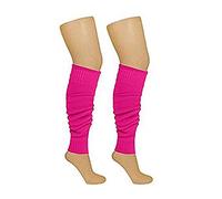 Crazy Chick Bright Neon 80s Dance Ankle Leg Warmers Fancy Dress Accessory-Fluorescent Pink