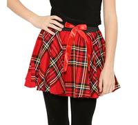 Crazy Chick® Children Girls Mini Bow Tartan Skirt 5-10 Years - Red