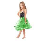 Crazy Chick® Girls 2 Layer 50s Party Tutu Skirt - Kids Elasticated Waist Bow Tie Petticoat Skirt for Fancy Dance Party (Green, 8-12 Years)