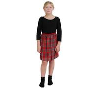 Crazy Chick® Girls Box Pleated Tartan Check Skirt Kids School Uniform Fancy Dress Party Skirt (9-10 Years, Red)
