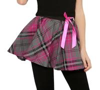Crazy Chick Girls Circular Kids Tartan Skirt Check Bow Detail Dance Mini Skirts Size 5-10 Years (Pink)