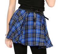 Crazy Chick Girls Circular Kids Tartan Skirt Check Bow Detail Dance Mini Skirts Size 5-10 Years (Royal Blue)