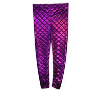 Crazy Chick® Girls Kids Fish Scale Mermaid Purple Holographic Slim Metallic Leggings Age 5-13 Years (9-10 Years)