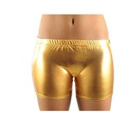 Crazy Chick® Girls Metallic Shiny Hot Pant Shorts Stretchy Wet Look Pants Dance wear Gym Running Hot Pants Age 5-13 (5-6 Years, Gold)