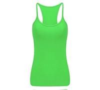 Crazy Chick® Girls Microfiber Vest Top Children Plain Stretch Fancy Party Wear Tops Age 5-12 Years (9-10 Years, Green)