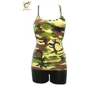 Crazy Chick® Girls Microfiber Vest Top Children Plain Stretch Fancy Party Wear Tops Age 5-12 Years (9-10 Years, Camouflage)