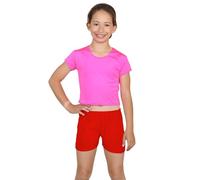 Crazy Chick® Girls Neon Stretch Hot Pants Shorts Dance Gym Tutu Shorts Age: 5-12 yrs, (Cotton - Red - 7-8 Years)