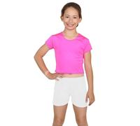 Crazy Chick® Girls Neon Stretch Hot Pants Shorts Dance Gym Tutu Shorts Age: 5-12 yrs, (Cotton - White - 3-4 Years)
