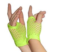 Crazy Chick Girls Short Fishnet Gloves, Assorted Colours, Neon, One Size, Purple, Fingerless, Party Fancy Dress Tutu Gloves