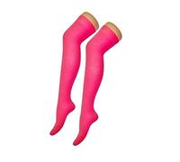 Crazy Chick® Girls Teens Ladies Neon Plain Socks In 8 Vibrant Colours Over The Knee Socks/Knee High (Pink)
