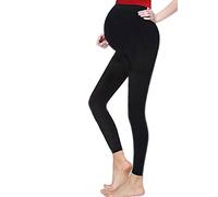 Crazy Chick Hugs & Kisses London Ladies Maternity Over Bump Stretchy Adjustable Full Ankle Length Leggings (16, Black)