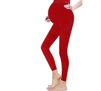 Crazy Chick Hugs & Kisses London Ladies Maternity Over Bump Stretchy Adjustable Full Ankle Length Leggings (14, Red)