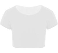 Crazy Chick® Kids Girls Neon Plain Short Sleeve Crop Tops Summer T-Shirt Tee Top Dance Wear Gymnastic Fancy Dress (White, 5-6 Years)