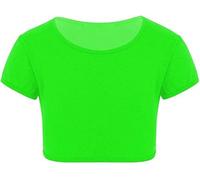 Crazy Chick® Kids Girls Neon Plain Short Sleeve Crop Tops Summer T-Shirt Tee Top Dance Wear Gymnastic Fancy Dress (Neon Green, 13 Years)