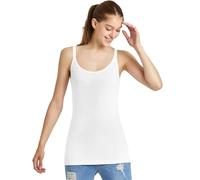 Crazy Chick® Ladies Basic Solid Camisole, Womens Plain Stretchy Adjustable Sleeveless Cami Strappy Vest Top Sizes 8-16, (White-Cotton-8)