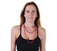 Crazy Chick Ladies Burlesque Ruffle Black/Red Vampire Tutu Skirt,T-Shirt,OTK & Beads (Red Plastic Bead Necklaces (Approx 48 Inches))