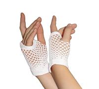 Crazy Chick New Ladies Girls Short Fishnet Gloves Assorted Colours Fingerless Gloves, Party Fancy Dress Tutu Gloves, Neon Fishnet Gloves (White)