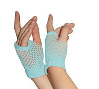 Crazy Chick New Ladies Girls Short Fishnet Gloves Assorted Colours Fingerless Gloves, Party Fancy Dress Tutu Gloves, Neon Fishnet Gloves (Light Blue)