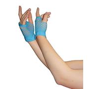 Crazy Chick Ladies Girls Short Fishnet Gloves, Neon Turquoise, One Size, Fingerless, Party Fancy Dress Tutu Gloves