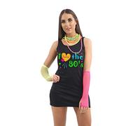 Crazy Chick® Ladies I Love The 80s Dress 1980s Hen Festival Fancy Dress Costume UK 8-16 (Large) Black
