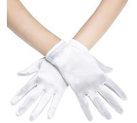 Crazy Chick® Ladies short Satin Gloves Dress up Bridal short gloves Stretchy 1920s Opera Evening Party Dance Wedding Prom Gloves - White