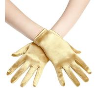 Crazy Chick® Ladies short Satin Gloves Dress up Bridal short gloves Stretchy 1920s Opera Evening Party Dance Wedding Prom Gloves - Golden