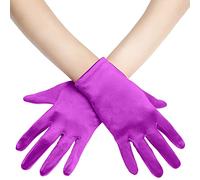 Crazy Chick® Ladies short Satin Gloves Dress up Bridal short gloves Stretchy 1920s Opera Evening Party Dance Wedding Prom Gloves - Purple