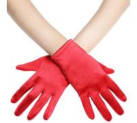 Crazy Chick® Ladies short Satin Gloves Dress up Bridal short gloves Stretchy 1920s Opera Evening Party Dance Wedding Prom Gloves - Red