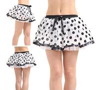 Crazy Chick® Ladies Women Black White 12 Inch Polka DOT Chiffon Skirt Rock N ROLL Poodle Skirt 50's Fancy Dress Petticoat Skirt