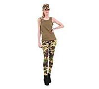 Crazy Chick® LADIES WOMEN CAMOUFLAGE COMPLETE OUTFIT COTTON LEGGING VEST HAT ARMY FANCY DRESS SET (Large, Cotton Legging)
