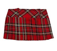 Crazy Chick® Ladies Women Girls Scottish 12 Inches Tartan Check Pleated Mini Short Kilt Skirt 6 Colours (14, Red)