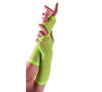 Crazy Chick® Ladies Womens Plain Fishnet Fingerless Long Gloves Fancy Dress Party Accessories Adult Size One (Green)