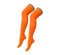 Crazy Chick® New Girls Over The Knee Plain Microfiber Socks Assorted Colours Thigh High Socks UK Size 4-6 (Orange)