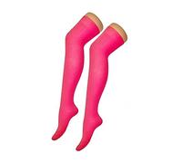 Crazy Chick® New Girls Over The Knee Plain Microfiber Socks Assorted Colours Thigh High Socks UK Size 4-6 (Pink)