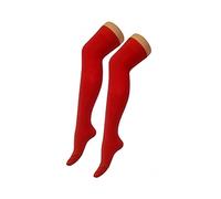 Crazy Chick® New Girls Over The Knee Plain Microfiber Socks Assorted Colours Thigh High Socks UK Size 4-6 (Red)