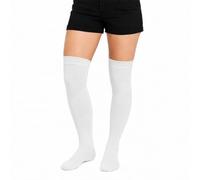 Crazy Chick® New Girls Over The Knee Plain Socks Assorted Colours Thigh High Socks UK Size 4-6 (White)