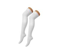 Crazy Chick® New Girls Over The Knee Plain Socks Assorted Colours Thigh High Socks UK Size 4-6 (White)
