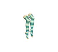 Crazy Chick New Ladies Girls Stripe Stripy Striped Over The Knee Thigh High Long Socks Assorted Colours UK Size 4-6 (Turquoise White)
