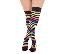 Crazy Chick New Ladies Girls Stripe Stripy Striped Over The Knee Thigh High Long Socks Assorted Colours UK Size 4-6 (Multi Colour)