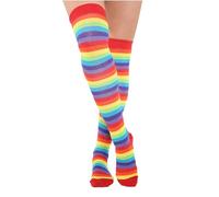 Crazy Chick New Ladies Girls Stripe Stripy Striped Over The Knee Thigh High Long Socks Assorted Colours UK Size 4-6 (Rainbow)