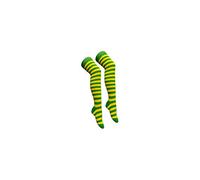 Crazy Chick New Ladies Girls Stripe Stripy Striped Over The Knee Thigh High Long Socks Assorted Colours UK Size 4-6 (Green Yellow)