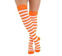 Crazy Chick New Ladies Girls Stripe Stripy Striped Over The Knee Thigh High Long Socks Assorted Colours UK Size 4-6 (Orange & White)