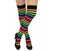 Crazy Chick ® New Ladies Over The Knee Socks, Womens Printed Long Knee-High Striped Cotton Stockings Thigh High Fancy Dress Party Accessory For Daily Wear, (Red and White)