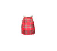 Crazy Chick New Ladies Tartan Pleated Wrap Over Buttoned Kilt Skirt 18" Inches Tartan Skirts Size 8-18 (UK Size: 10, Red)