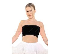 Crazy Chick® New Ladies Women Plain Black Boob Tube Bandeau Strapless Stretch Yoga Sports Bra Vest Crop Top UK Size 8-14 (UK 8)