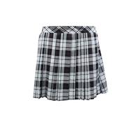 Crazy Chick New Ladies Women Short Box Pleated Skirt, Elasticated Waist, Micro Mini 16" Inch Tartan Skirt Size 8-18 (UK Size: 12, Black White)