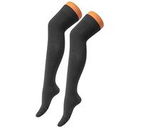 Crazy Chick New Ladies Womens Over Knee Long Casual Ladies Thigh High Plain Stretch Fit Cotton Overknee Socks (Black)