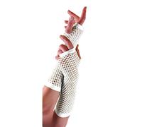 Crazy Chick New Long Fishnet Gloves Assorted Colours Fingerless Gloves, Party Fancy Dress Tutu, Neon Fishnet Gloves (White)