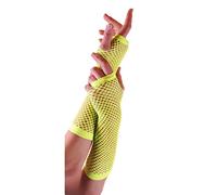 Crazy Chick New Long Fishnet Gloves Assorted Colours Fingerless Gloves, Party Fancy Dress Tutu, Neon Fishnet Gloves (Yellow)