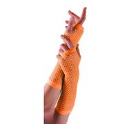 Crazy Chick New Long Fishnet Gloves Assorted Colours Fingerless Gloves, Party Fancy Dress Tutu, Neon Fishnet Gloves (Orange)